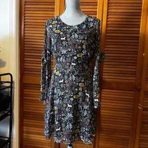 LC Lauren Conrad Dress Medieval Unicorn Floral Blue Chiffon Dress